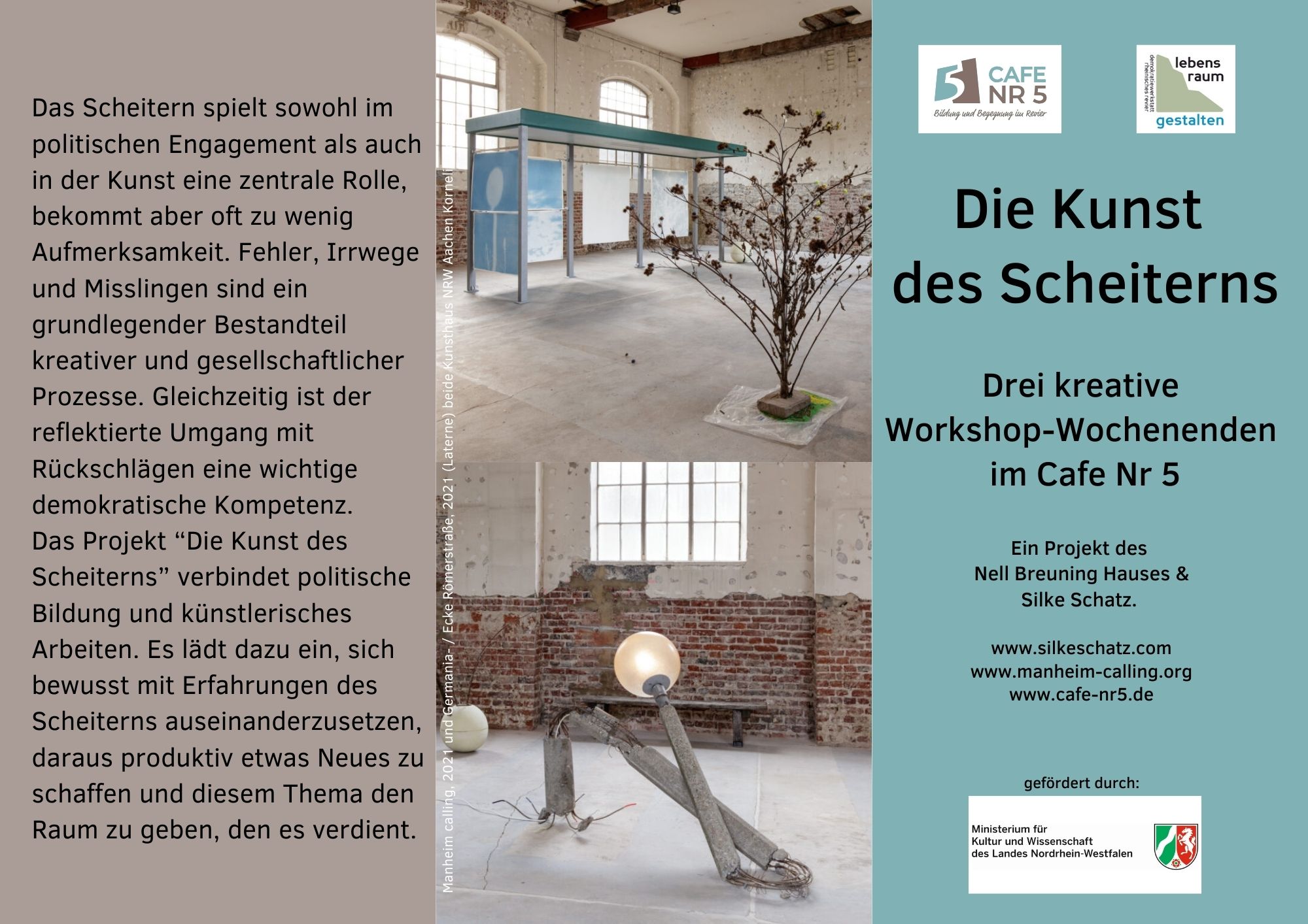 Seite 1 von 2 des Flyers, Kurzbeschreibung von 'Die Kunst des Scheiterns'