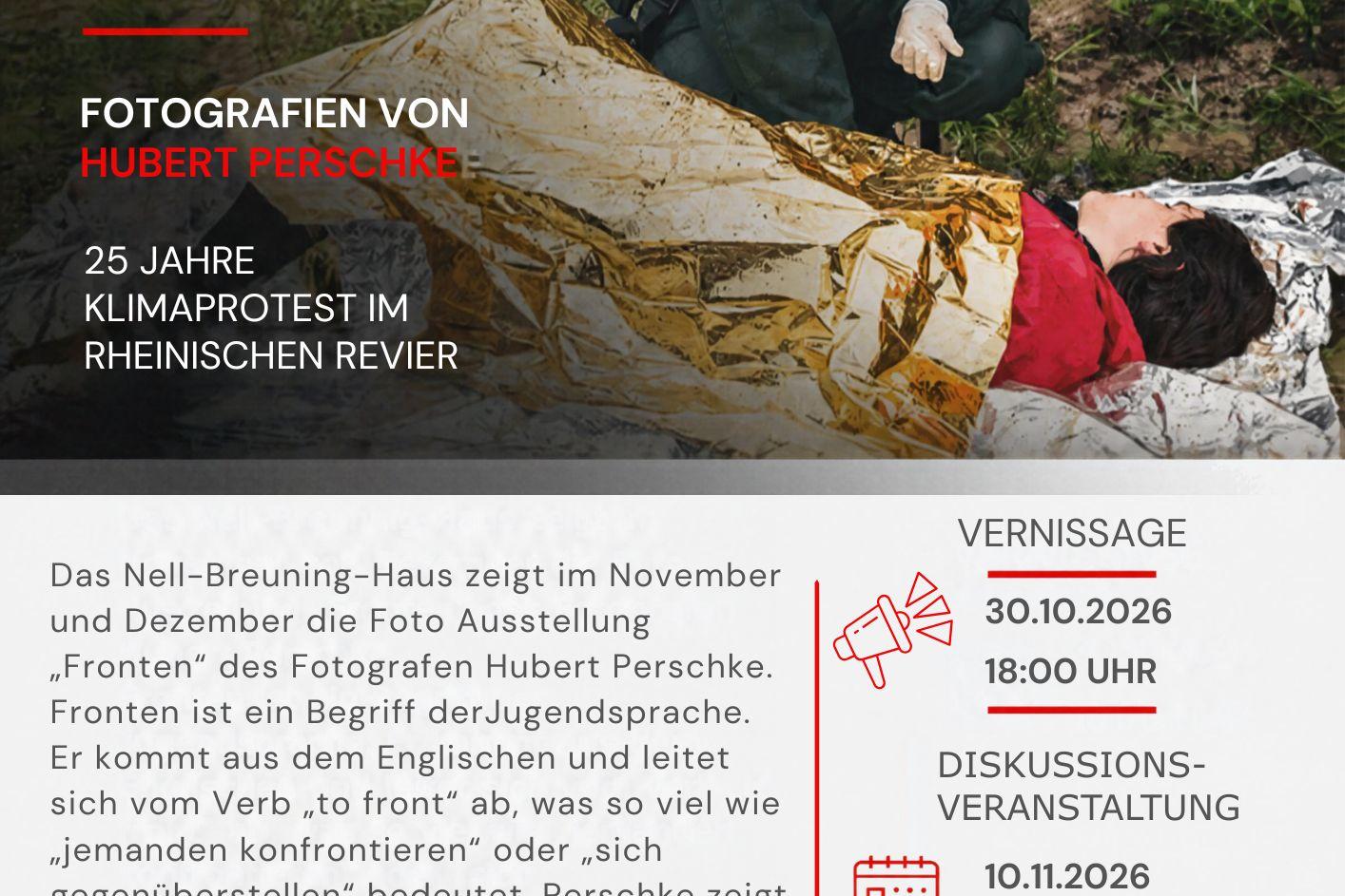 Flyer für die Fronten-Ausstellung mit Informationen zu Künstlern und Terminen.