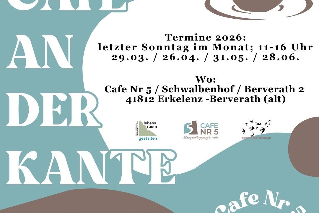 Offenes cafe an der Kante: Termine 2026, 29.03. / 26.04. / 31.05. / 28.06.